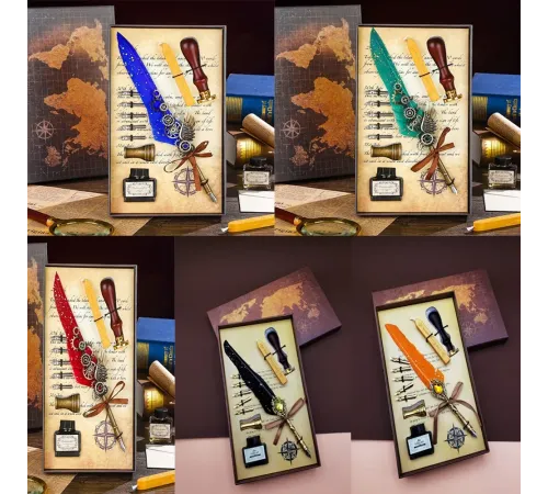 Tüylü Mürekkepli Divit Kalem Seti