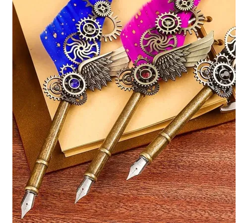 Tüylü Mürekkepli Divit Kalem Seti