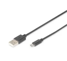Digitus USB 2.0 Bağlantı Kablosu, USB A Erkek - micro USB B Erkek, 1.80 metre, AWG 28, UL, siyah renk