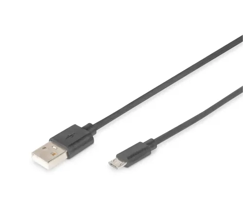 Digitus USB 2.0 Bağlantı Kablosu, USB A Erkek - micro USB B Erkek, 1.80 metre, AWG 28, UL, siyah renk