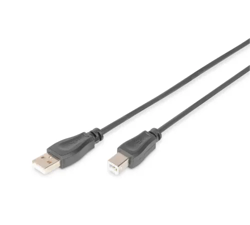Digitus USB 2.0 Bağlantı Kablosu, USB A Erkek - USB B Erkek, 5 metre, AWG 28, USB 2.0 uyumlu, UL, siyah renk