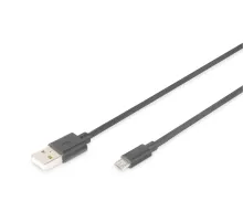 USB 2.0 Uyumlu Kablo, USB A Erkek <> Mikro USB B Erkek, 1.80 metre, AWG 28, UL, siyah renk