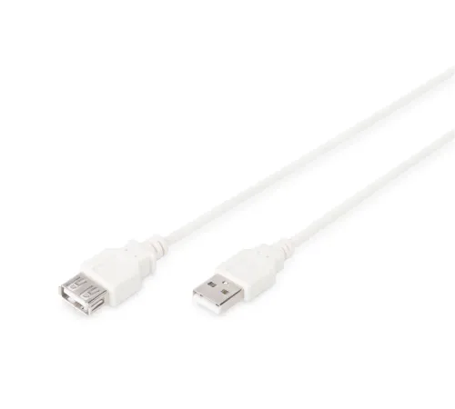 Digitus USB 2.0 Uzatma Kablosu, USB A, Erkek - USB A Dişi, AWG 28, 1.8 metre, USB 2.0 uyumlu, UL, bej renk