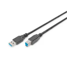 USB 3.0 Bağlantı Kablosu, USB A erkek - USB B erkek, 1.80 metre, CU, AWG 28, 2x zırhlı, UL, siyah renk