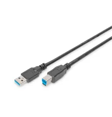 USB 3.0 Bağlantı Kablosu, USB A erkek - USB B erkek, 1.80 metre, CU, AWG 28, 2x zırhlı, UL, siyah renk