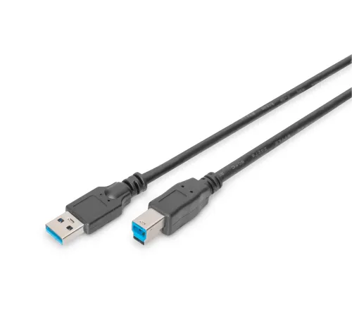 USB 3.0 Bağlantı Kablosu, USB A erkek - USB B erkek, 1.80 metre, CU, AWG 28, 2x zırhlı, UL, siyah renk