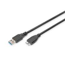 USB 3.0 Bağlantı Kablosu, USB A Erkek - USB micro B Erkek, 1 metre, AWG 28, USB 3.0 uyumlu, UL, siyah renk
