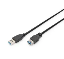 Digitus USB 3.0 Uzatma Kablosu,  A tipi St/Bu, 3 metre, USB 3.0 uyumlu, siyah renk