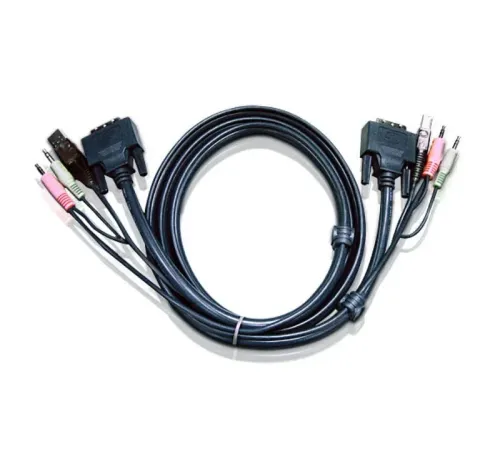USB DVI-I Single Link KVM Kablosu, 3 metre