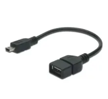 USB On-The-Go (OTG) Kablosu, 0,20 metre, AWG 28, USB A, dişi - Mini USB B, 5-pin, erkek