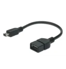 USB On-The-Go (OTG) Kablosu, 0,20 metre, AWG 28, USB A, dişi - Mini USB B, 5-pin, erkek