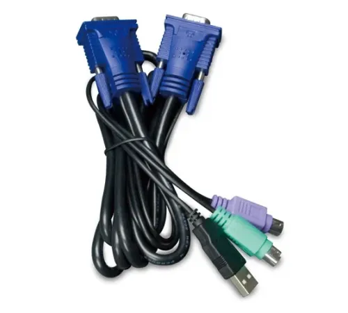 USB KVM Kablosu, entegre PS2 <-> USB Çevirici, 3 Metre<br>
3M USB KVM Cable with built-in PS2 to USB Converter