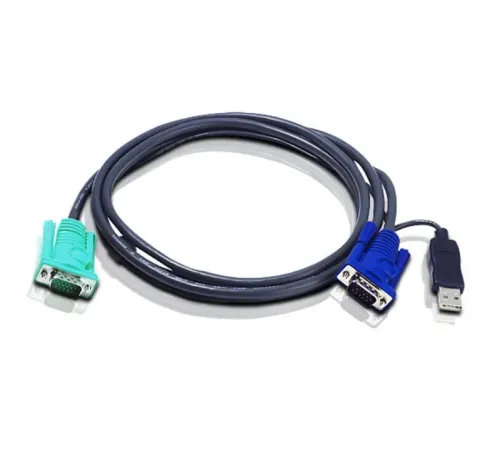 USB KVM (Keyboard/Video Monitor/Mouse) Switch İçin Kablo, 1.20 metre, 1 x 15 pin SPHD erkek <-> 1 x Monitör 15 pin HDB erkek, 1 x Klavye / Mouse USB A erkek