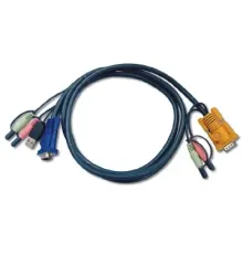 USB KVM (Keyboard/Video Monitor/Mouse) Switch İçin Kablo, 3 metre, 1 x SPHD-15 Erkek, 2 x Audio Plug <-> 1 x Monitör 15 pin HDB erkek, 1 x Klavye / Mouse USB A erkek, 2 x Audio yuvası