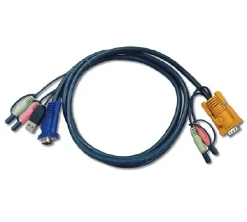 USB KVM (Keyboard/Video Monitor/Mouse) Switch İçin Kablo, 3 metre, 1 x SPHD-15 Erkek, 2 x Audio Plug <-> 1 x Monitör 15 pin HDB erkek, 1 x Klavye / Mouse USB A erkek, 2 x Audio yuvası
