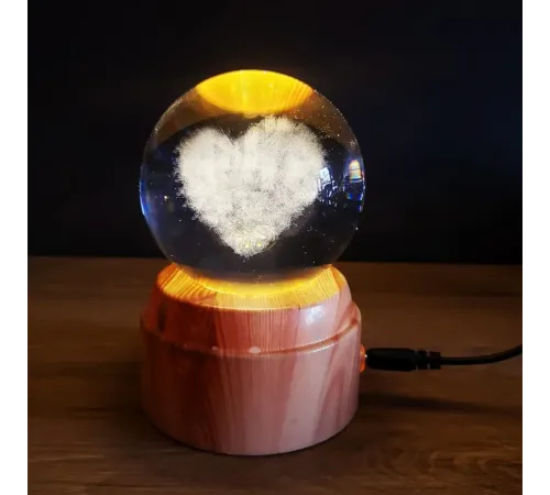 Usb li Kalp Tasarımlı Dönen Cam Küre