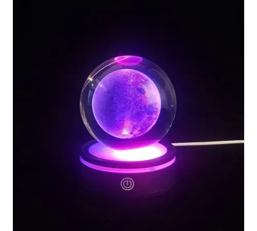 Usb li Plastik Altlıklı Dolunay Dönen Cam Küre