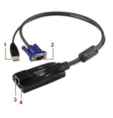 USB Sanal Ortam KVM Adaptörü(CPU Modül), maksimum mesafe 50 metre<br>
USB VGA Virtual Media KVM Adapter