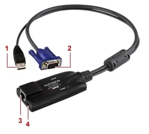 USB Sanal Ortam KVM Adaptörü(CPU Modül), maksimum mesafe 50 metre<br>
USB VGA Virtual Media KVM Adapter