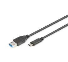 USB Tip C Bağlantı Kablosu, USB Tip C Erkek (USB 3.1/3.0/2.0) - USB Tip A Erkek (USB 3.0/2.0),  1 metre, AWG 24/28, 2x zırhlı, UL, nikel kaplama, siyah renk, <b>Super Speed</b>