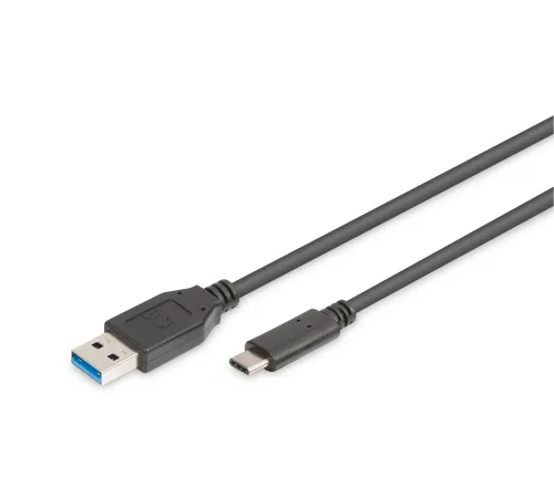 USB Tip C Bağlantı Kablosu, USB Tip C Erkek (USB 3.1/3.0/2.0) - USB Tip A Erkek (USB 3.0/2.0),  1 metre, AWG 24/28, 2x zırhlı, UL, nikel kaplama, siyah renk, <b>Super Speed</b>