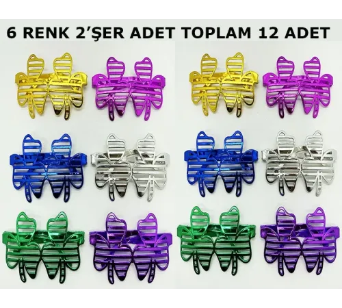 Vegas Casino Kupa Sinek Temalı Parti Gözlüğü 6 Renk 12 Adet