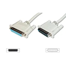 Digitus Veri aktarım uzatma kablosu, D-Sub25 St/Bu, 10m, seri/paralel, kalıplanmış, bej renk