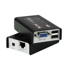 VGA Cat 5 KVM (Keyboard/Video Monitor/Mouse) Mesafe Uzatma Cihazı,  USB Konsol, 100 metre<br>
USB VGA Cat 5 Mini KVM Extender (1280 x 1024@100m)