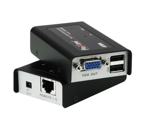 VGA Cat 5 KVM (Keyboard/Video Monitor/Mouse) Mesafe Uzatma Cihazı,  USB Konsol, 100 metre<br>
USB VGA Cat 5 Mini KVM Extender (1280 x 1024@100m)