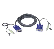 VGA Kablosu, 1 x HDB-15 erkek (VGA Monitör), 1 x Mini Stereo Fiş (Hoparlör) <=> 1 x HDB-15 dişi (KVM port), 1 x Mini Stereo Fiş (Hoparlör), 1.8 metre<br>
VGA Cable with Audio, 1.8M