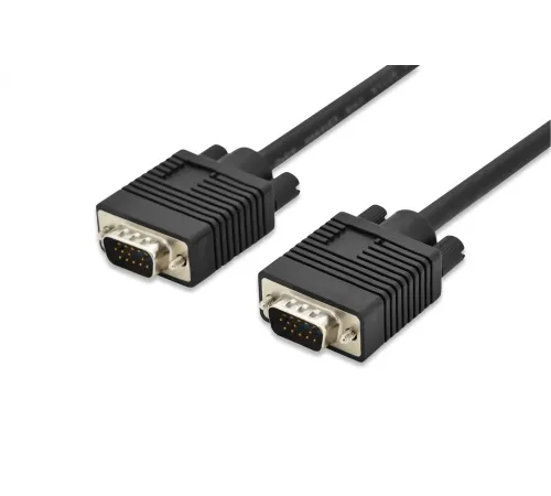 VGA Monitör Kablosu, DSUB 15 erkek <=> DSUB 15 erkek, 5 metre, CU, 3Coax/7C, AWG28, 2x ferrite filtreli, UL, siyah renk