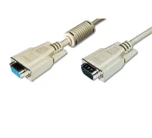 Digitus VGA Monitör Uzatma Kablosu, DSUB 15 erkek <=> DSUB 15 dişi, 3CF7C, AWG 28/30, 1.8 metre, bej renk
