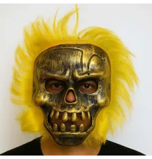 Wild Skull - Bakır Kafatası Sarı Saçlı İskelet Maske