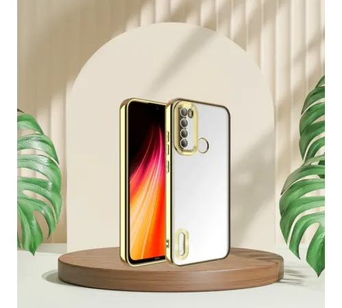 XİAOMİ REDMİ NOTE 8 YANLARI RENKLİ LENS KORUMALI LOGO GÖSTEREN MEGA KILIF GOLD