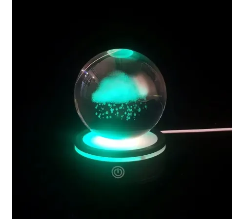 Yağmur Bulutu Tasarımlı Usb li Dönen Cam Küre