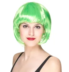Yeşil Parti Peruğu Kısa Küt Saç
