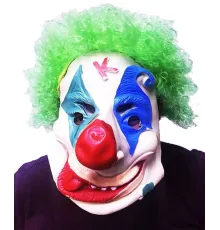 Yeşil Renk Afro Bonus Peruklu Palyaço Lateks Et Maske