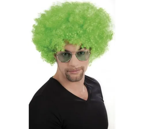 Yeşil Renk Kıvırcık Afro Bonus Peruk