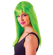 Yeşil Renk Uzun Düz Parti Peruğu