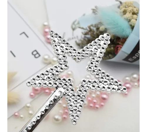 Yıldız Model Peri Asası Melek Asası Prenses Asası Metalize Gümüş Renk