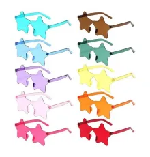 Yıldız Şekilli Çerçevesiz Parti Gözlüğü 6 Renk 6 Adet