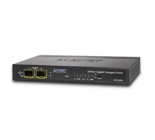 Yönetilebilir Gigabit Masaüstü Tip Switch (Managed Gigabit Desktop Switch)<br>
8-Port 10/100/1000Mbps<br>
Dual Power : 1 x (Port 8) IEEE 802.3af/at PoE+ 48~56V DC in-line power, 12V DC güç adaptörü takılabilir<br> 
2-Port 100/1000X mini-