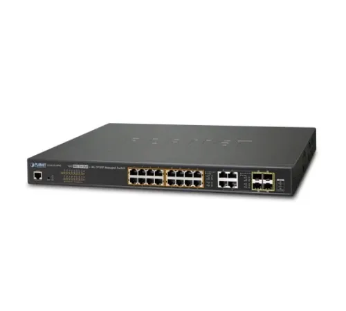Yönetilebilir Gigabit Switch (Managed Gigabit Switch)<br>
16-Port 10/100/1000Base-T IEEE 802.3at/af PoE+ Injector (Port 1 ile Port-16 arası) (Port başına 30.8 watt) (PoE Güç Bütçesi maks. 220 Watt)<br>
4-Port Gigabit TP/SFP yuva (Port-17 ile P