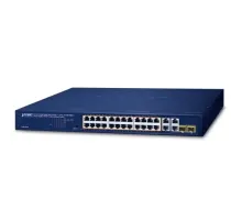 Yönetilemeyen Gigabit Switch (Unmanaged Gigabit Switch)<br>
24 x 10/100/1000BaseT IEEE 802.3at PoE+ port (250 Watt PoE bütçesi)<br>
4 x 10/100/1000BaseT port (port 25-28)<br>
2 x 100/1000Base-X Combo SFP yuva (port 27 ve 28 ile paylaşıml