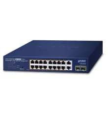 Yönetilemeyen Masaüstü Tip Switch (Unmanaged Desktop Switch)<br>
16-Port 10/100/1000T 802.3at/af PoE+  (Port başına 30.8 watt) (Port-1 ile Port-16 arası) (PoE Güç Bütçesi maks. 185 Watt)<br>
2-Port 10/100/1000T<br>
2-Port 1000X SFP