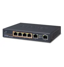 Yönetilemeyen Masaüstü Tip Switch (Unmanaged Desktop Switch)<br>4-port 10/100/1000T IEEE 802.3at/af PoE+ injector (Port başına 30 watt) (PoE Güç Bütçesi maks. 55 Watt)<br> 2-port 10/100/