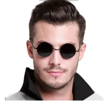 Yuvarlak Cam John Lennon Tarzı Gümüş Çerçeveli Siyah Gözlük