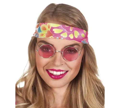 Yuvarlak Cam John Lennon Tarzı Hippi Gümüş Çerçeveli Pembe Gözlük