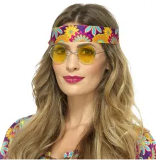 Yuvarlak Cam John Lennon Tarzı Hippi Gümüş Çerçeveli Sarı Gözlük