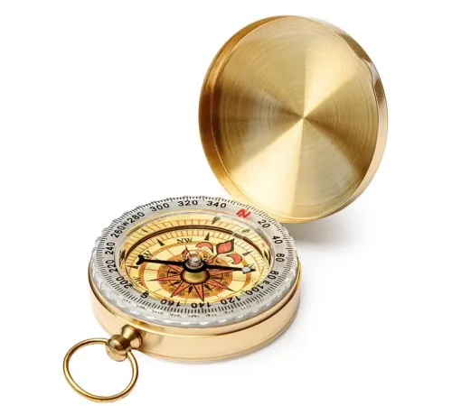 Yuvarlak Sarı Metal Kasa Su Geçirmez Fosforlu Dayanıklı Pusula G50